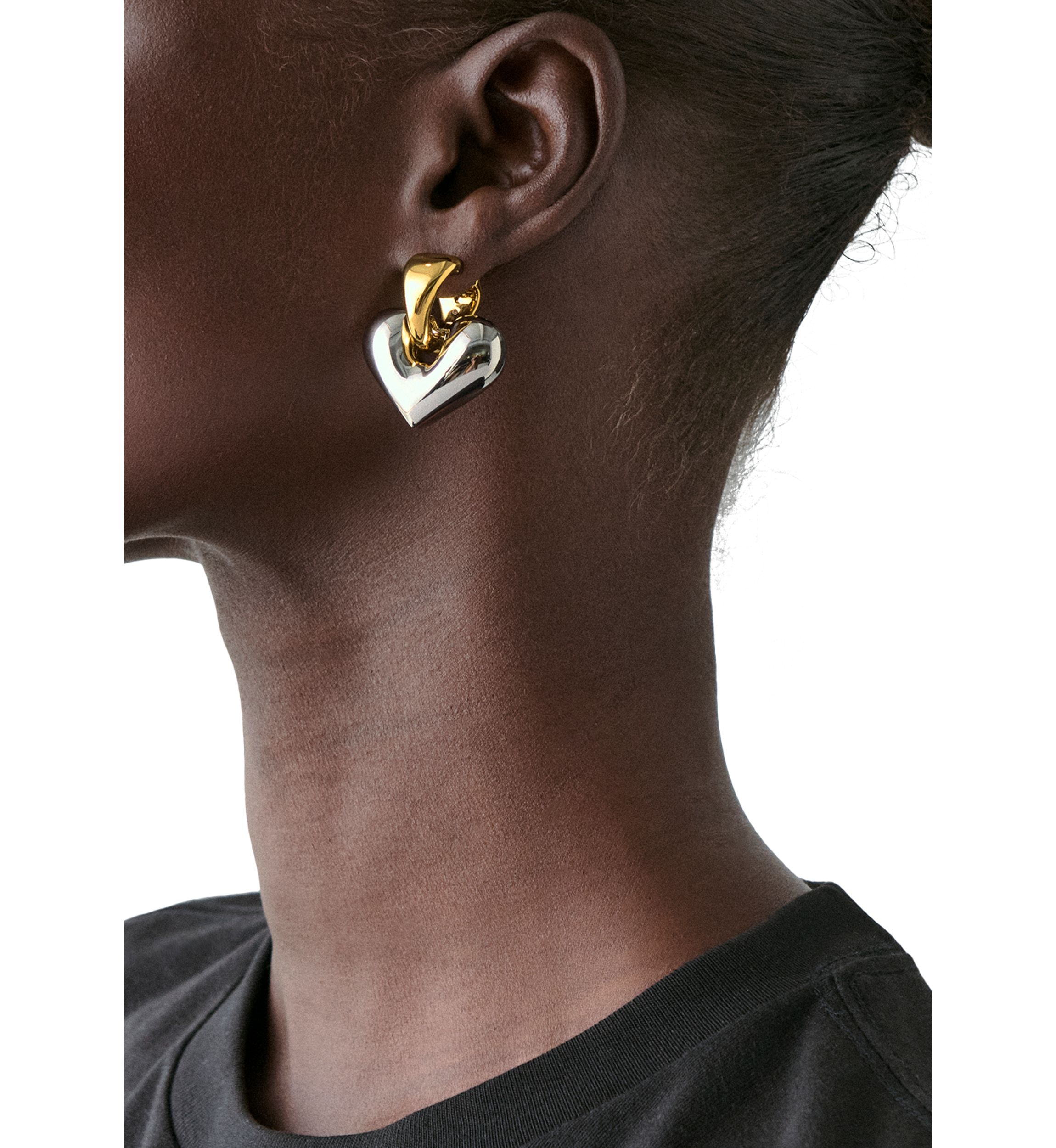 Sculpted Spade Statement Drop Huggie Earrings
