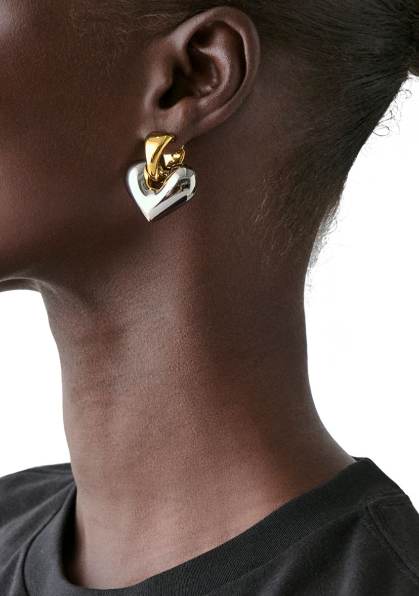 Sculpted Spade Statement Drop Huggie Earrings
