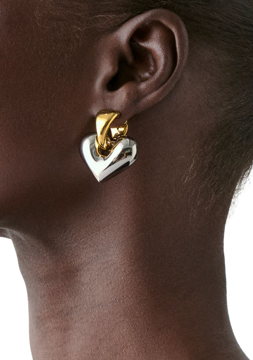 Sculpted Spade Statement Drop Huggie Earrings