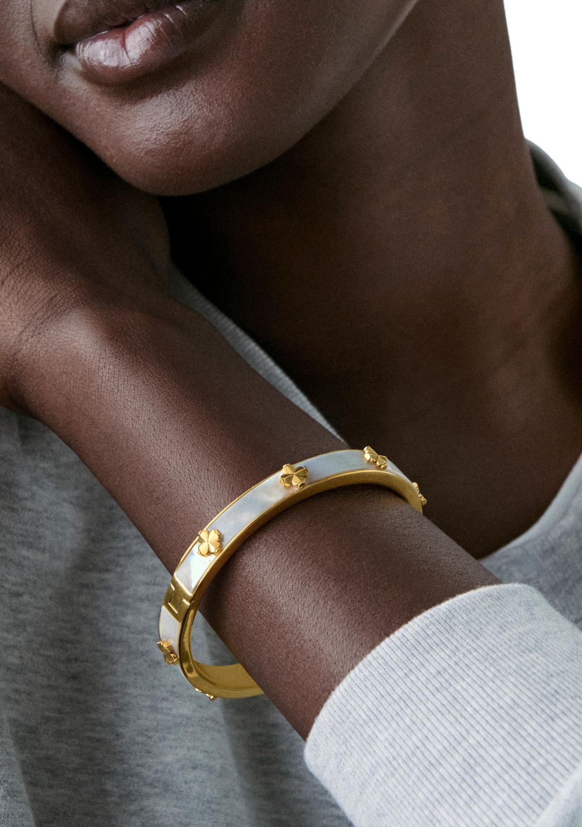 Flower Hinged Bangle Bracelet