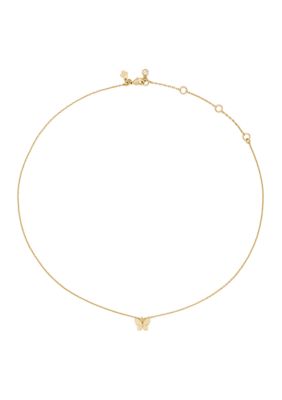 kate spade new york You're A Gem Butterfly Pendant Necklace, Gold, 19 in
