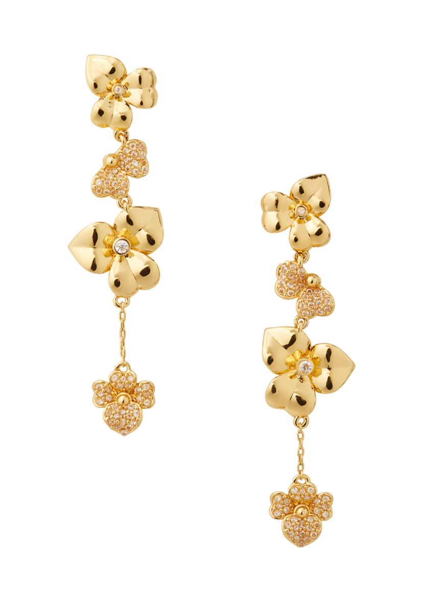 Precious Pansy Pavé Linear Drop Earrings