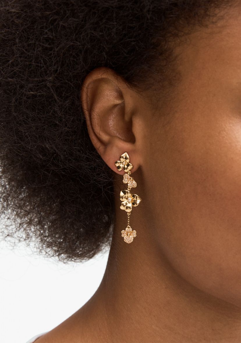 Precious Pansy Pavé Linear Drop Earrings