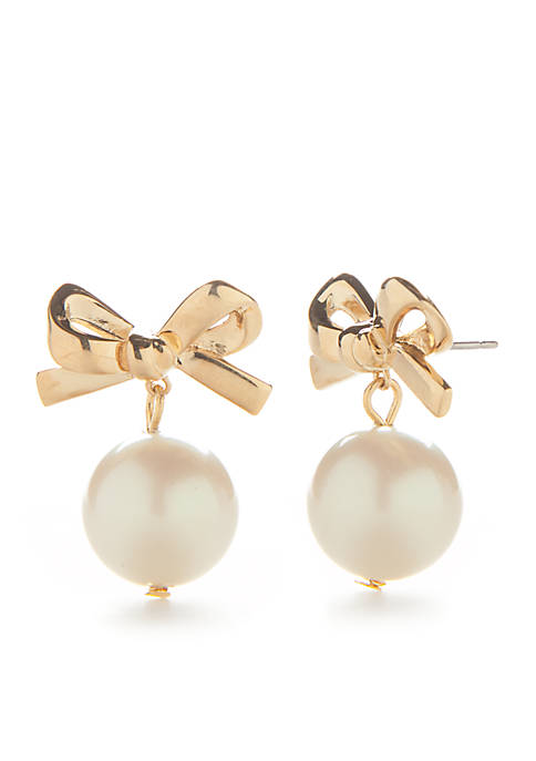 kate spade new york® Gold-Tone Pearl Drop Earrings | belk