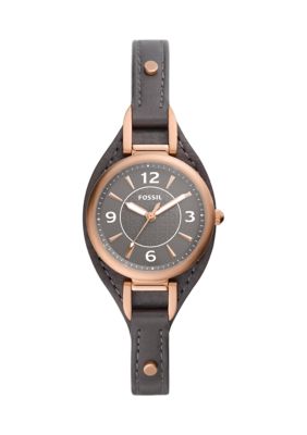 Fossil Women's Gold Tone Leather Black Strap Watch
