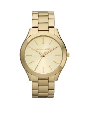 Michael Kors Gold Tone Stainless Steel Slim Runway Watch -  0691464891121