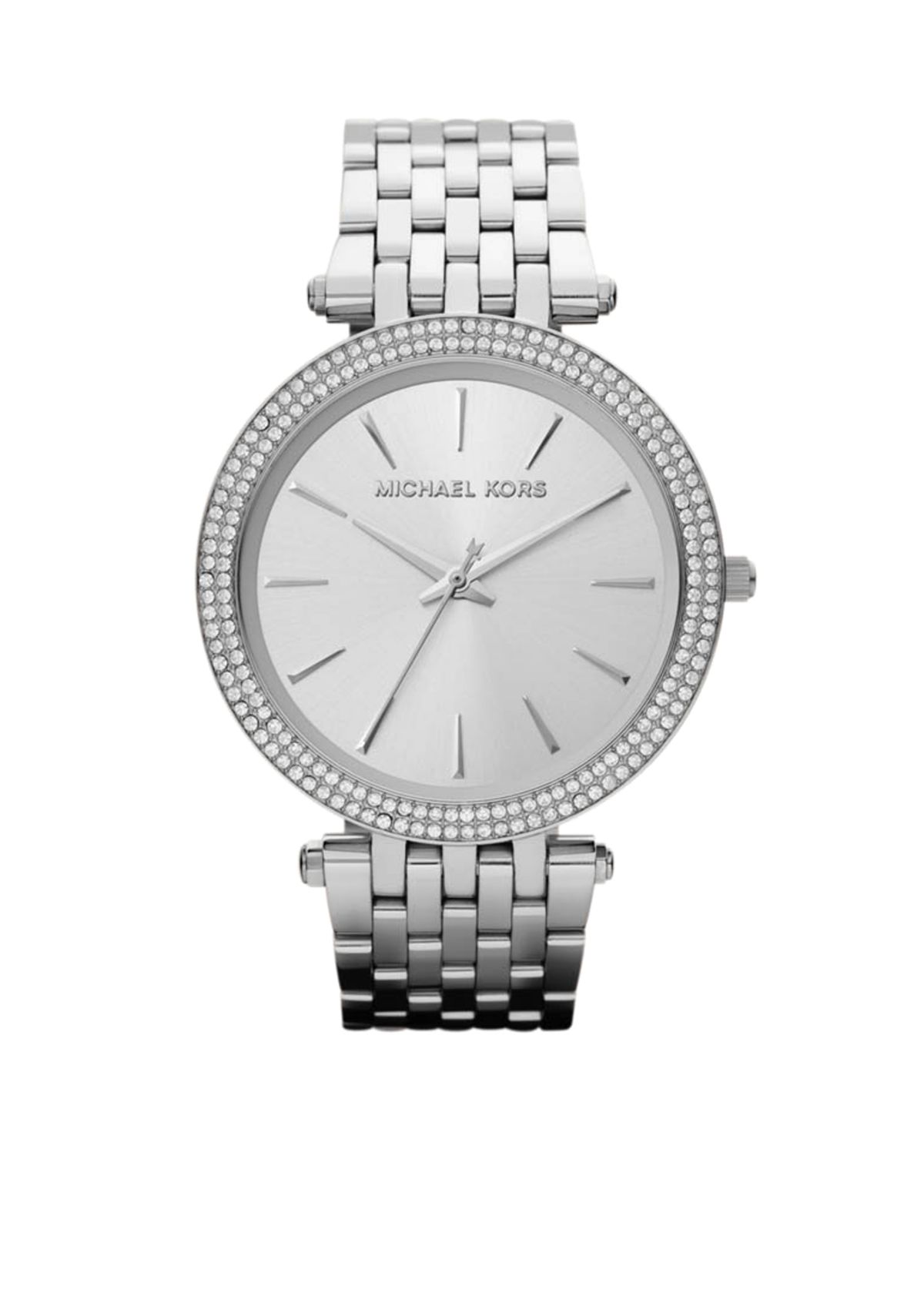 Mid-Size Silver-Tone Stainless Steel Darci Three-Hand Glitz Watch