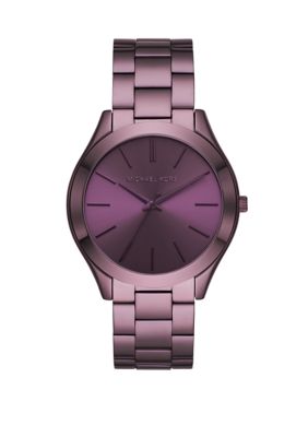 Michael Kors Women's Slim Runway Three Hand Purple Stainless Steel Watch |  belk