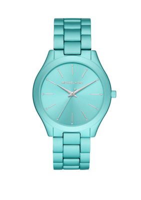 Michael Kors Slim Runway Three Hand Aqua Aluminum | belk