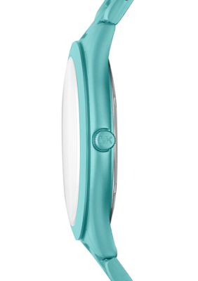 Michael Kors Slim Runway Three Hand Aqua Aluminum Watch | belk