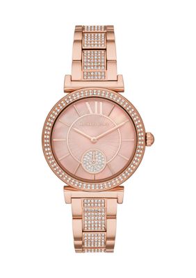 Michael Kors Women's Abbey Three-Hand Rose Gold-Tone Stainless Steel Watch
