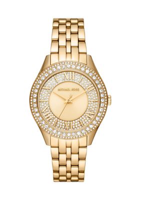 Michael Kors Women's Harlowe Three Hand Gold Tone Stainless Steel Watch