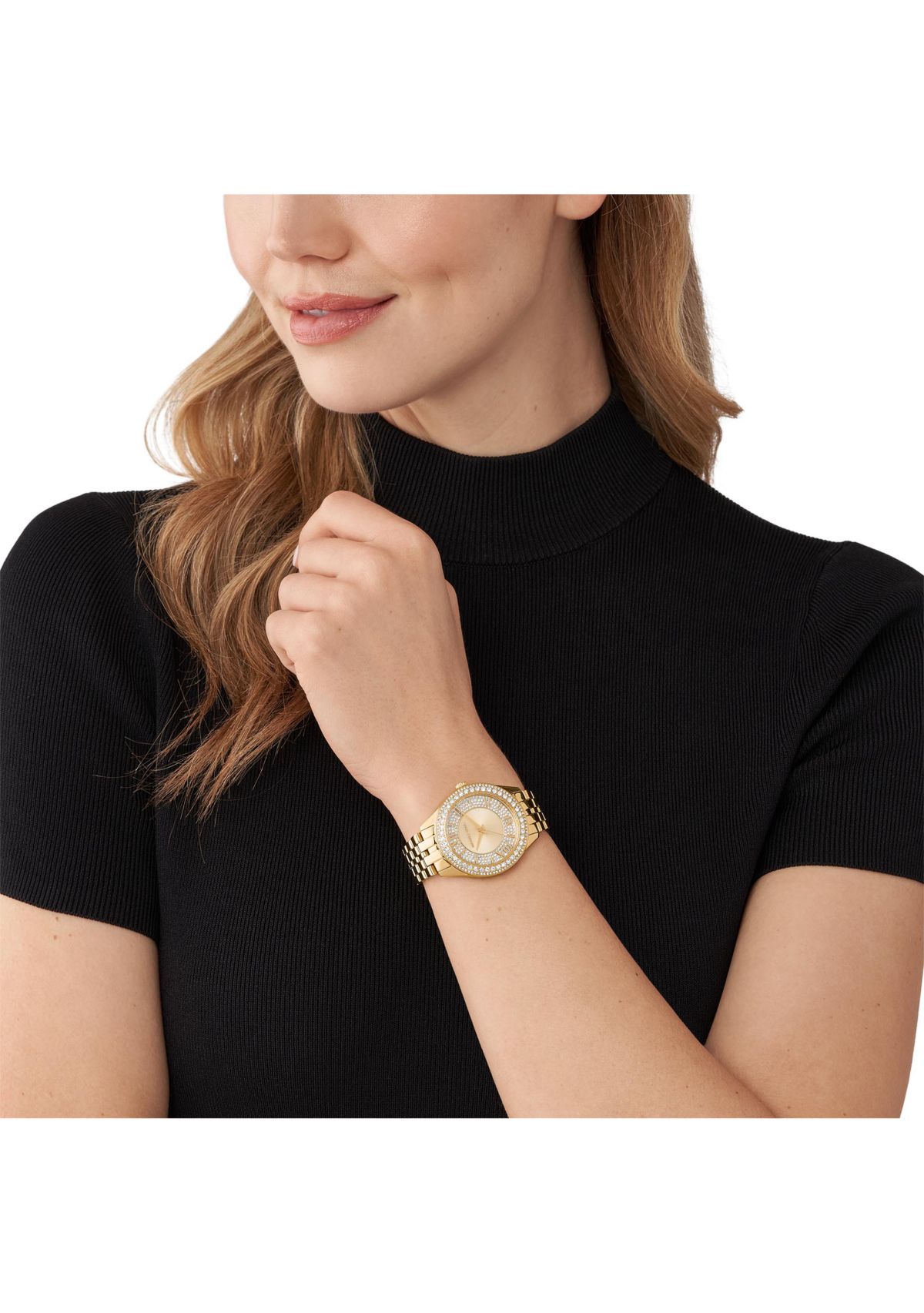 Harlowe Three Hand Gold Tone Stainless Steel Watch