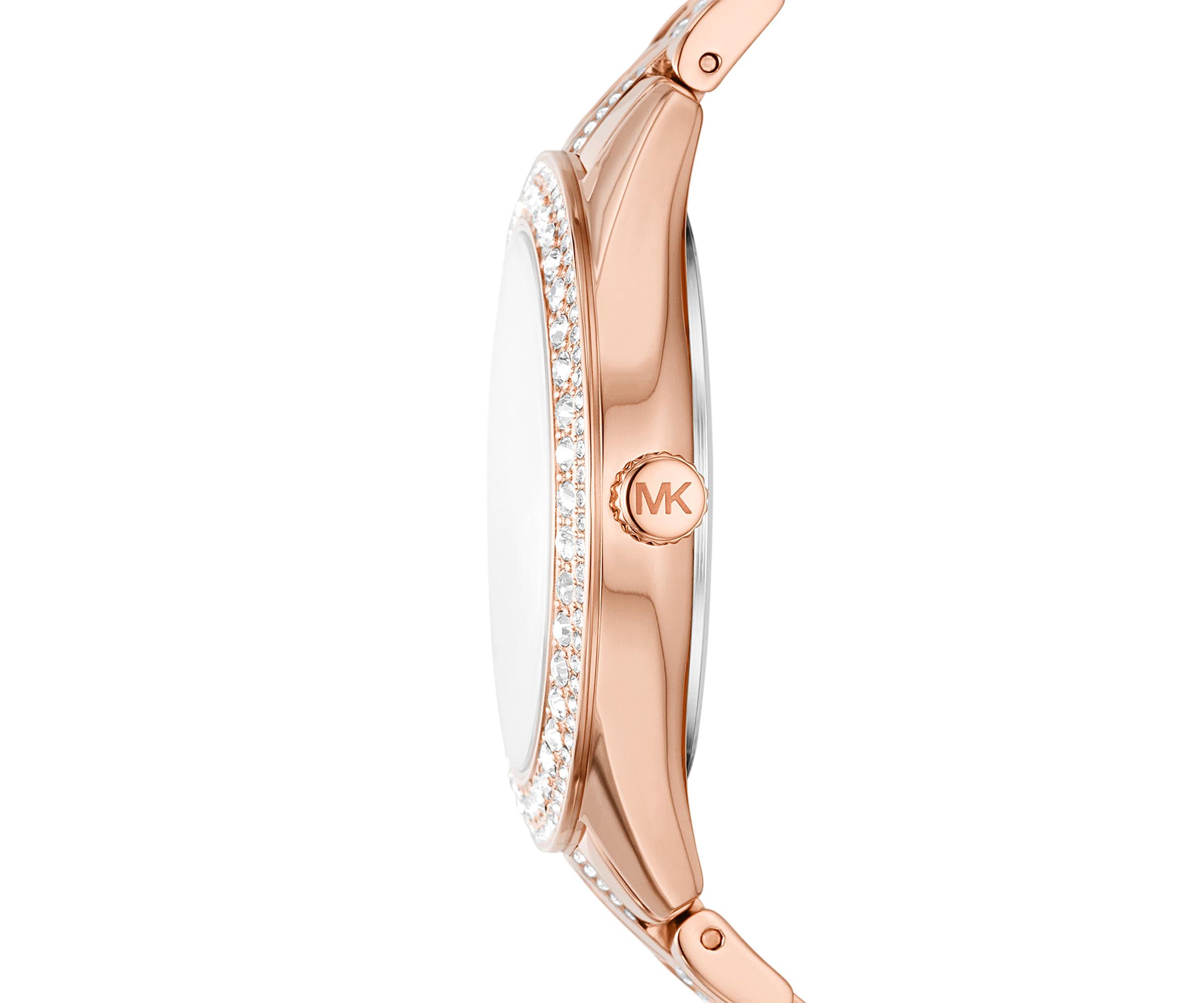 Harlowe Three Hand Rose Gold Tone Stainless Steel Watch