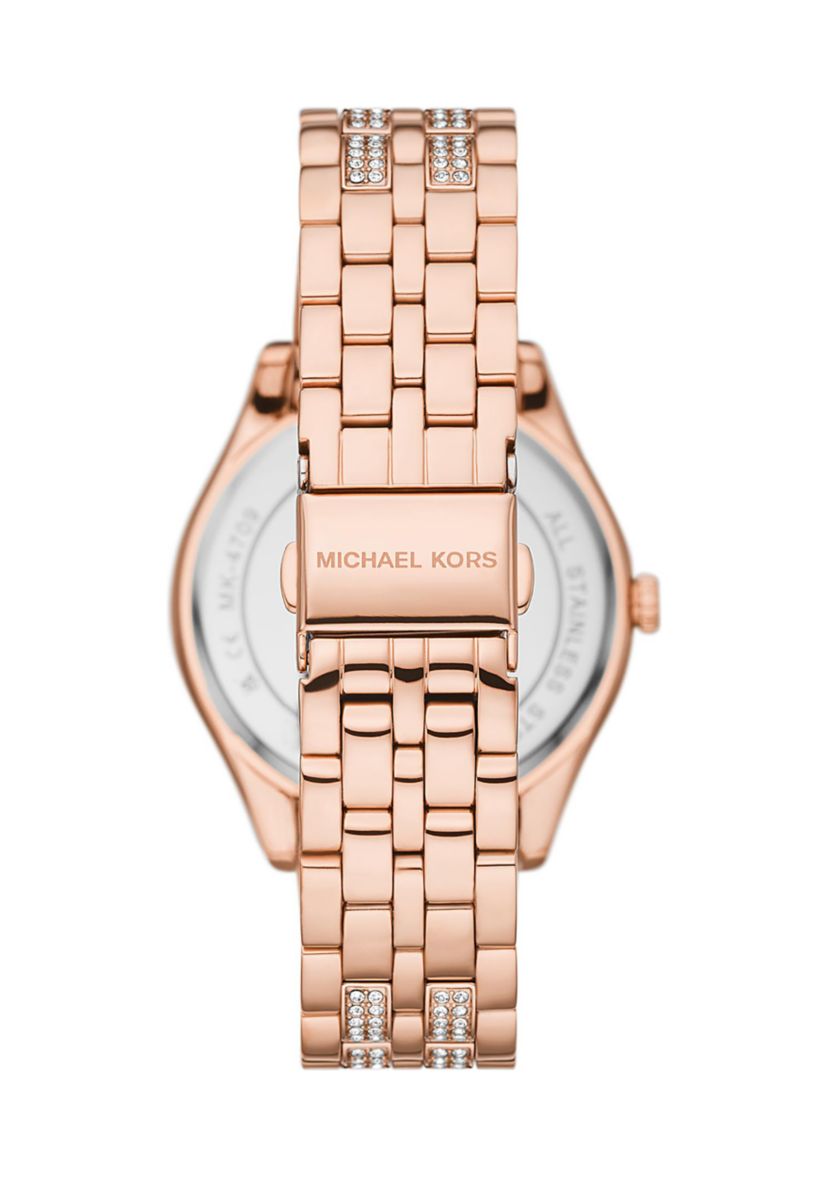 Harlowe Three Hand Rose Gold Tone Stainless Steel Watch