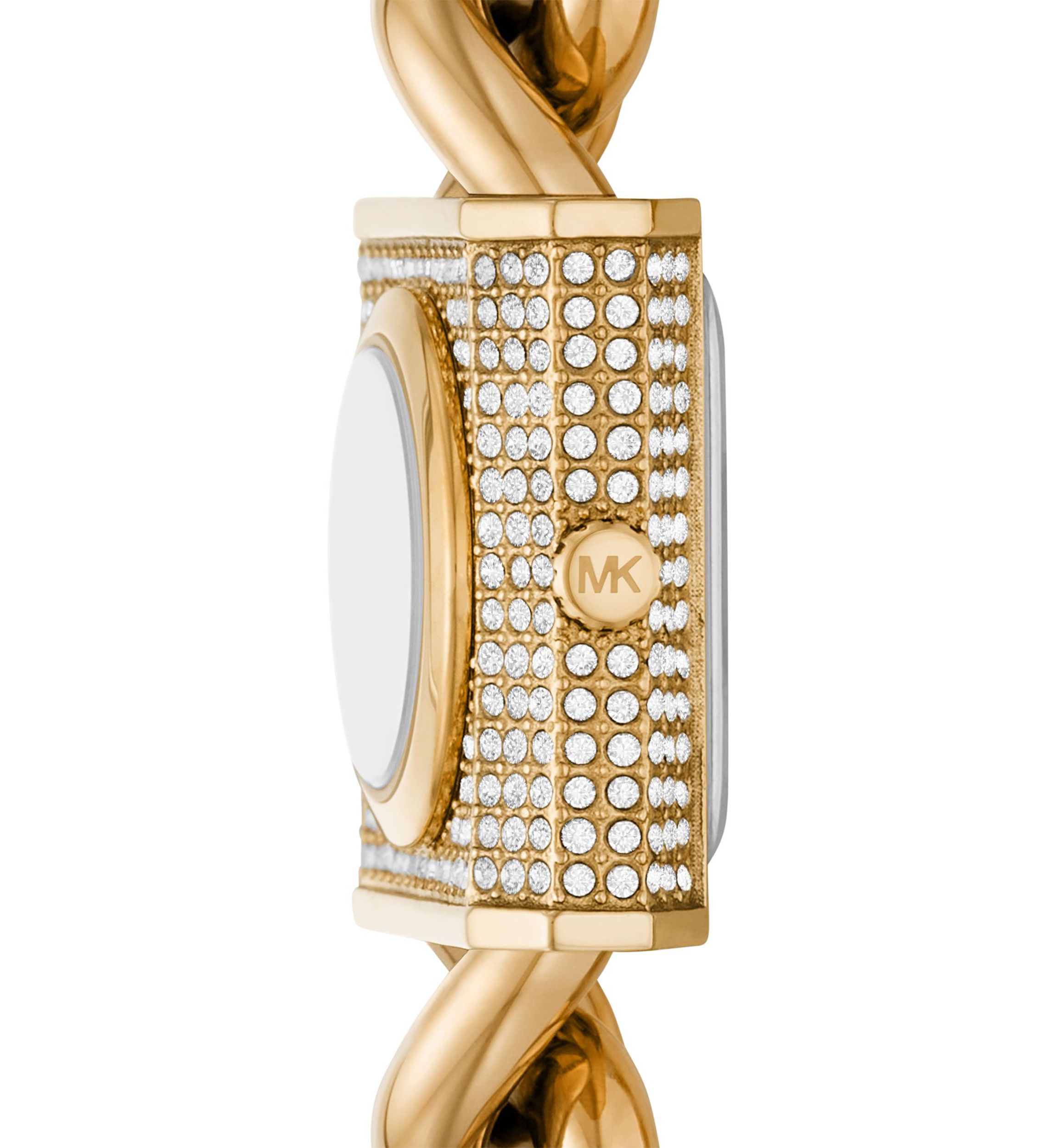 Gold Tone Stainless Steel Chunky Fringe Crystal Drops Watch