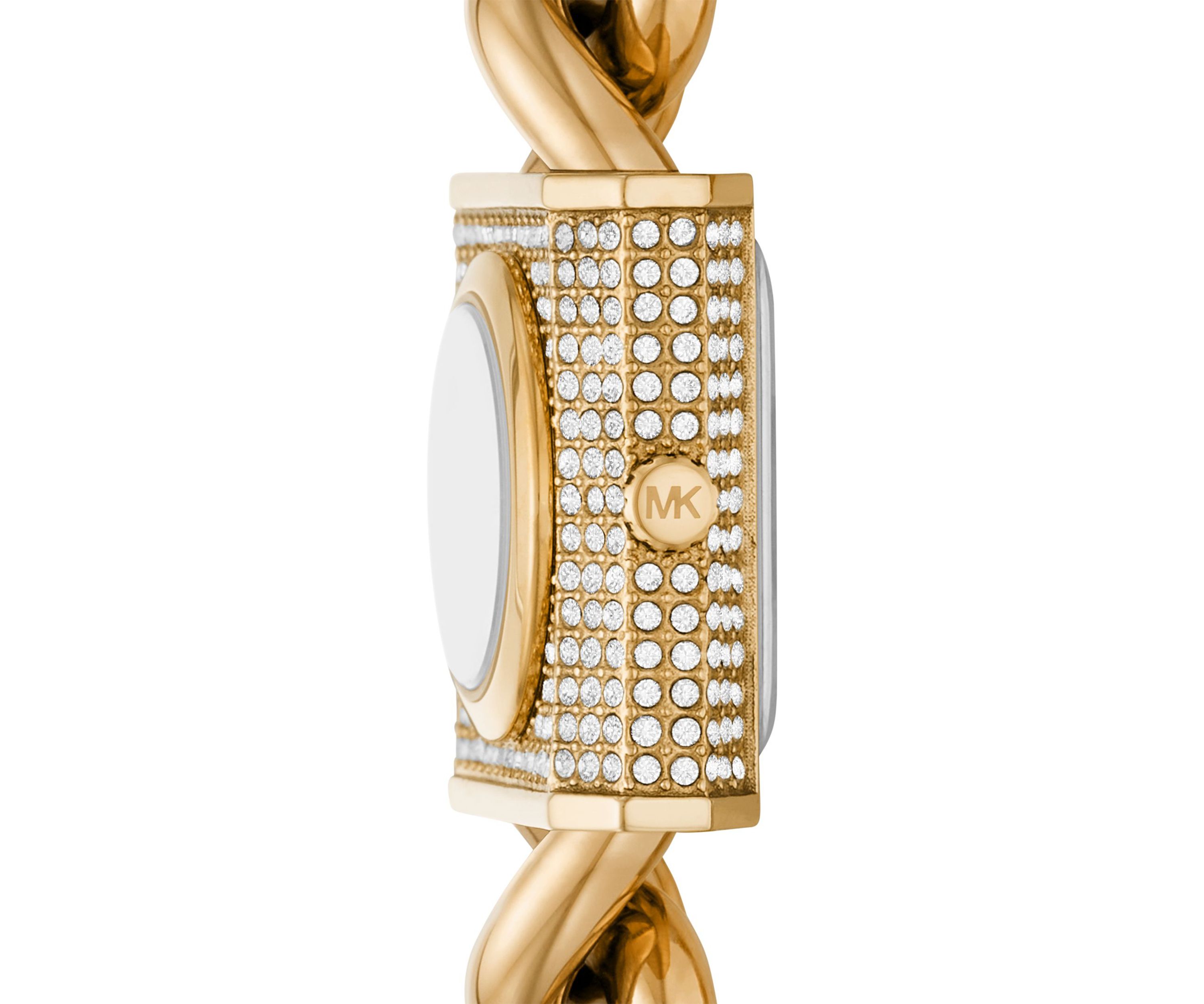 Gold Tone Stainless Steel Chunky Fringe Crystal Drops Watch