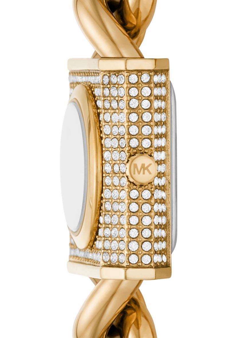 Gold Tone Stainless Steel Chunky Fringe Crystal Drops Watch