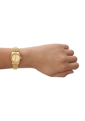 Gold Metal Band Crystal Face Watch