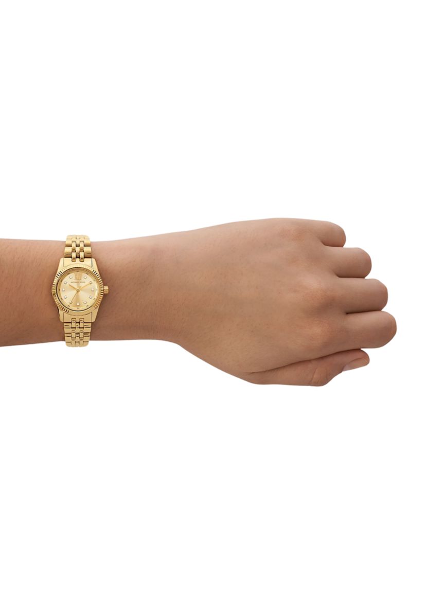Gold Metal Band Crystal Face Watch