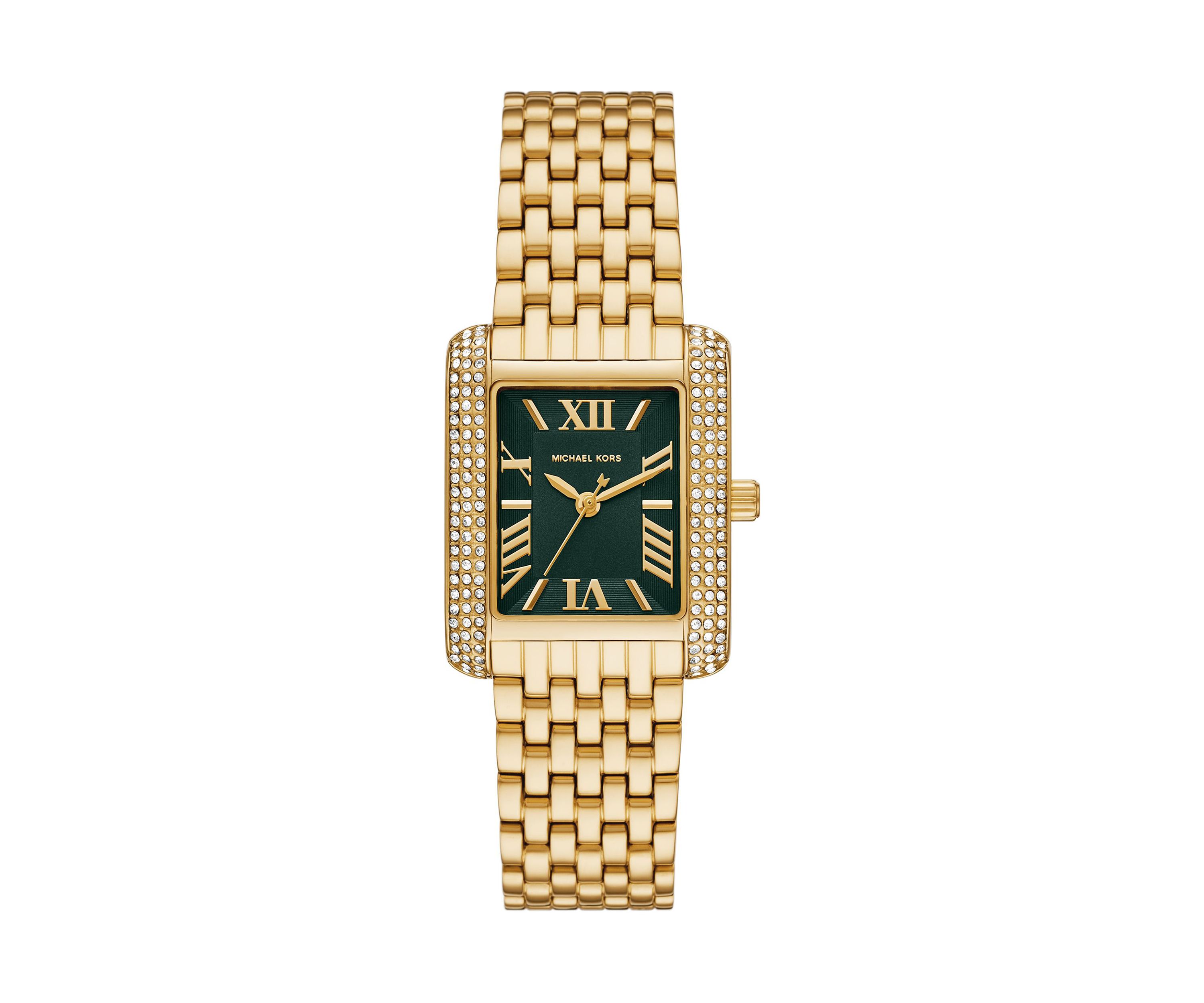 Womens Gold Tone Stainless Steel Crystal Watch