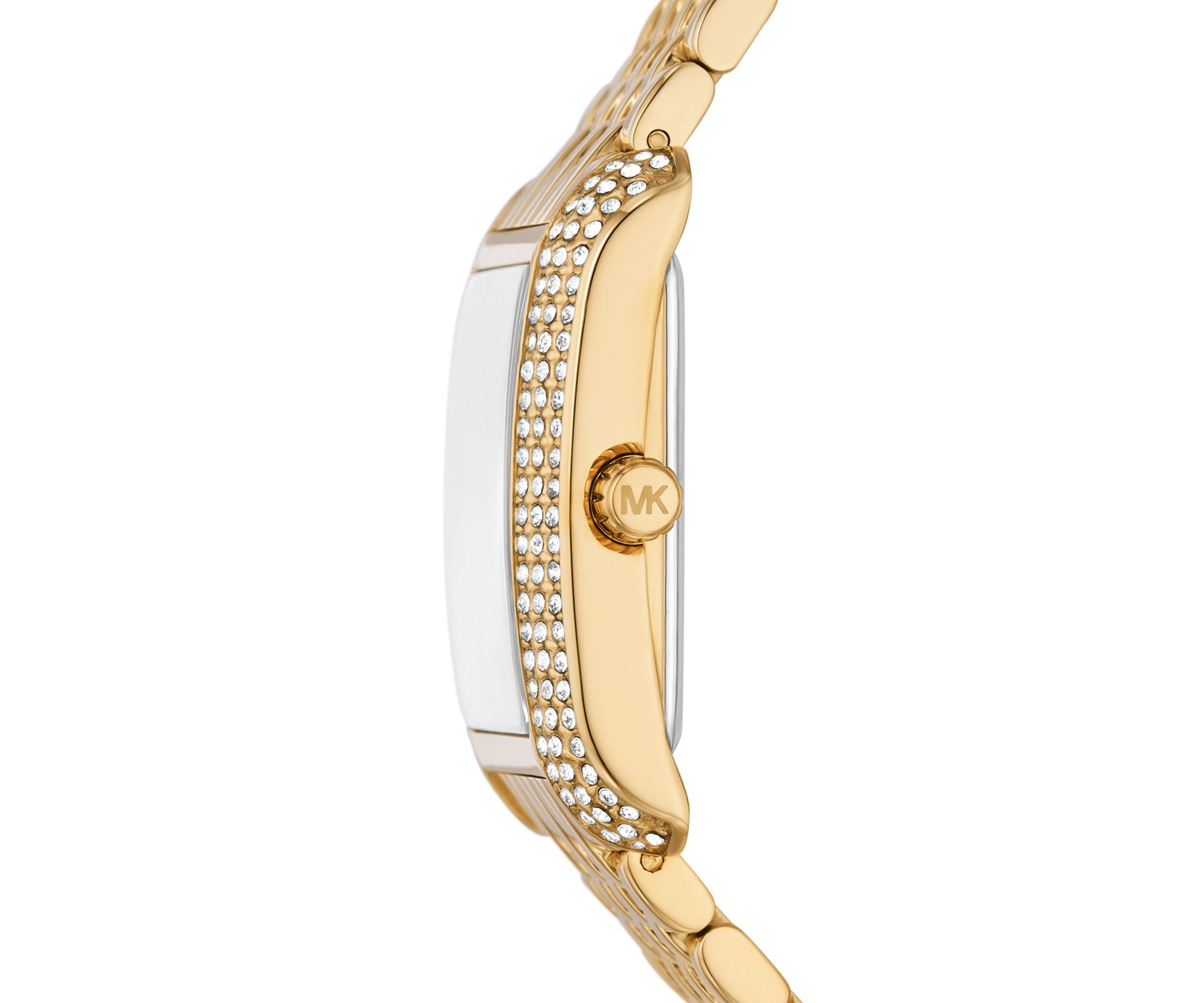Womens Gold Tone Stainless Steel Crystal Watch