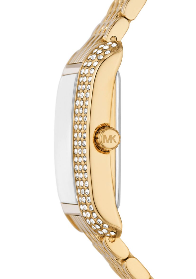 Womens Gold Tone Stainless Steel Crystal Watch