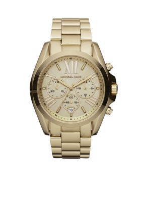 Michael Kors Mid-Size Gold-Tone Stainless Steel Bradshaw Chronograph Watch  | belk