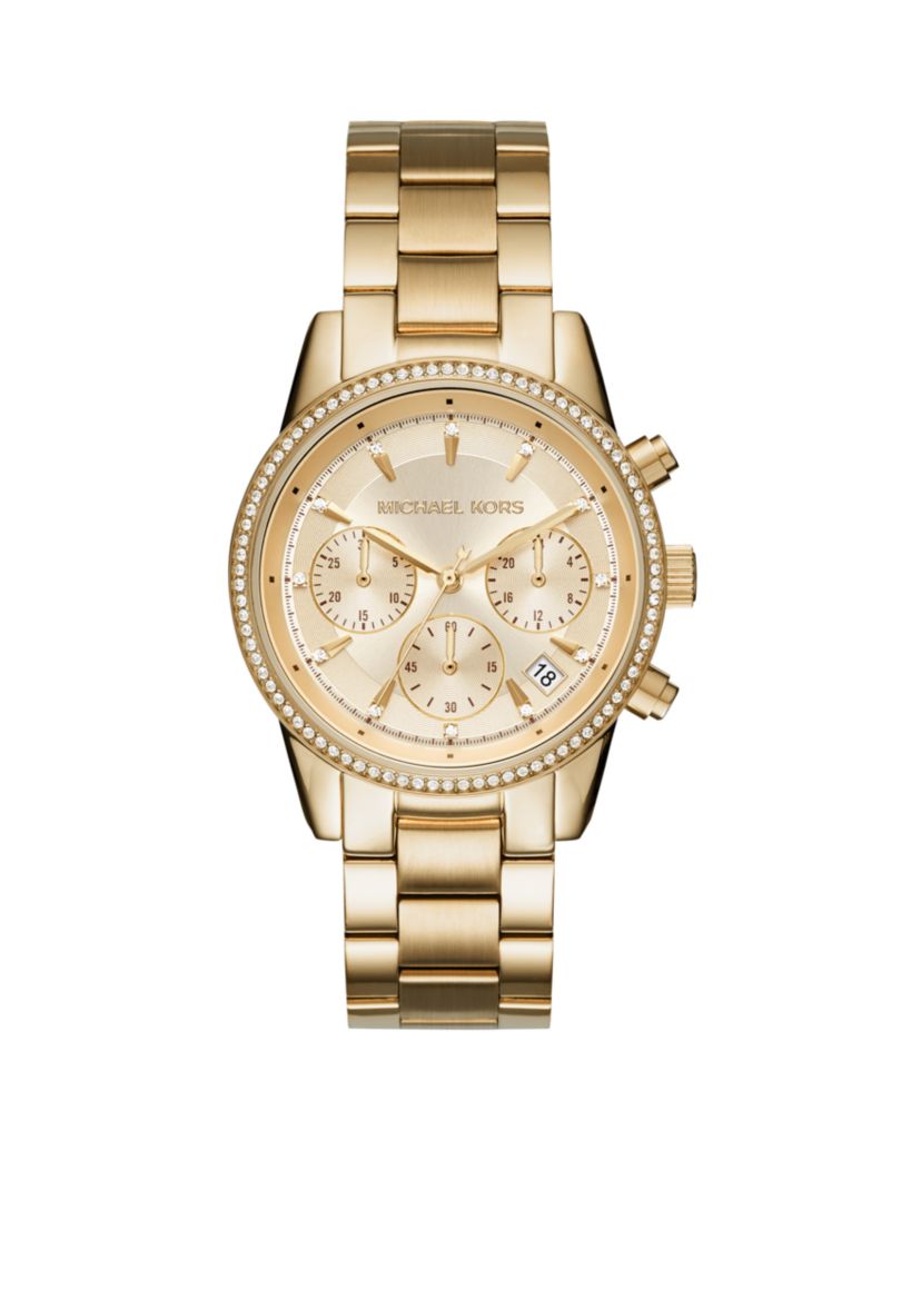 Womens Ritz Gold-Tone Chronograph Watch