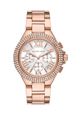 Michael Kors Women's Rose Gold Tone Camille Chronograph Stainless Steel Watch
