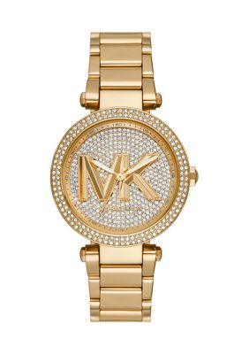 Michael Kors Gold Tone Stainless Steel Parker Three Hand Watch belk