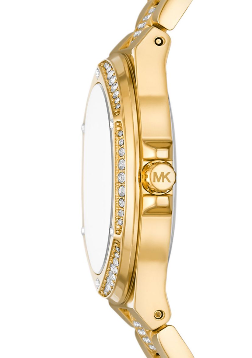 Womens Gold Tone Stainless Steel Crystal Embellished Watch