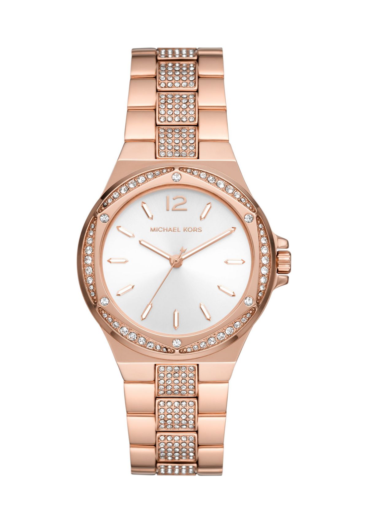 Womens Rose Gold Crystal Embellished Watch