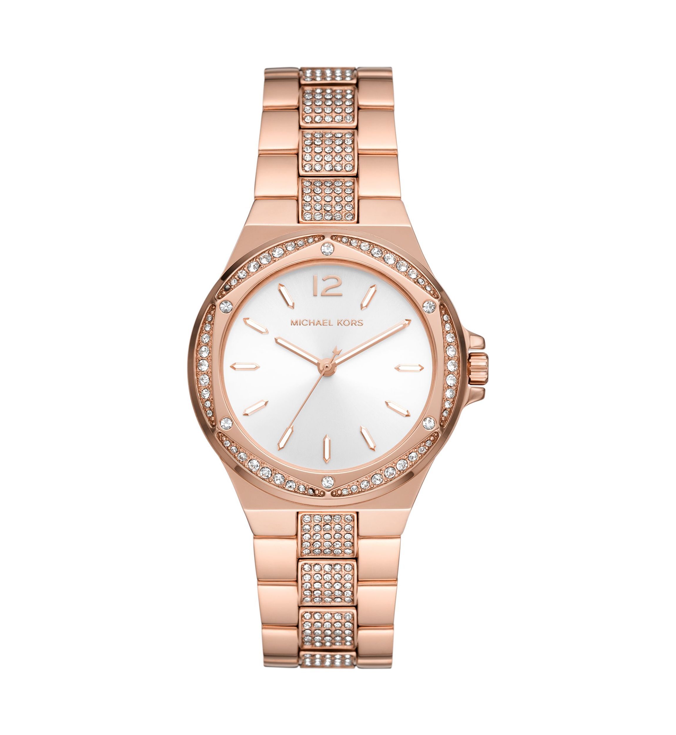 Womens Rose Gold Crystal Embellished Watch