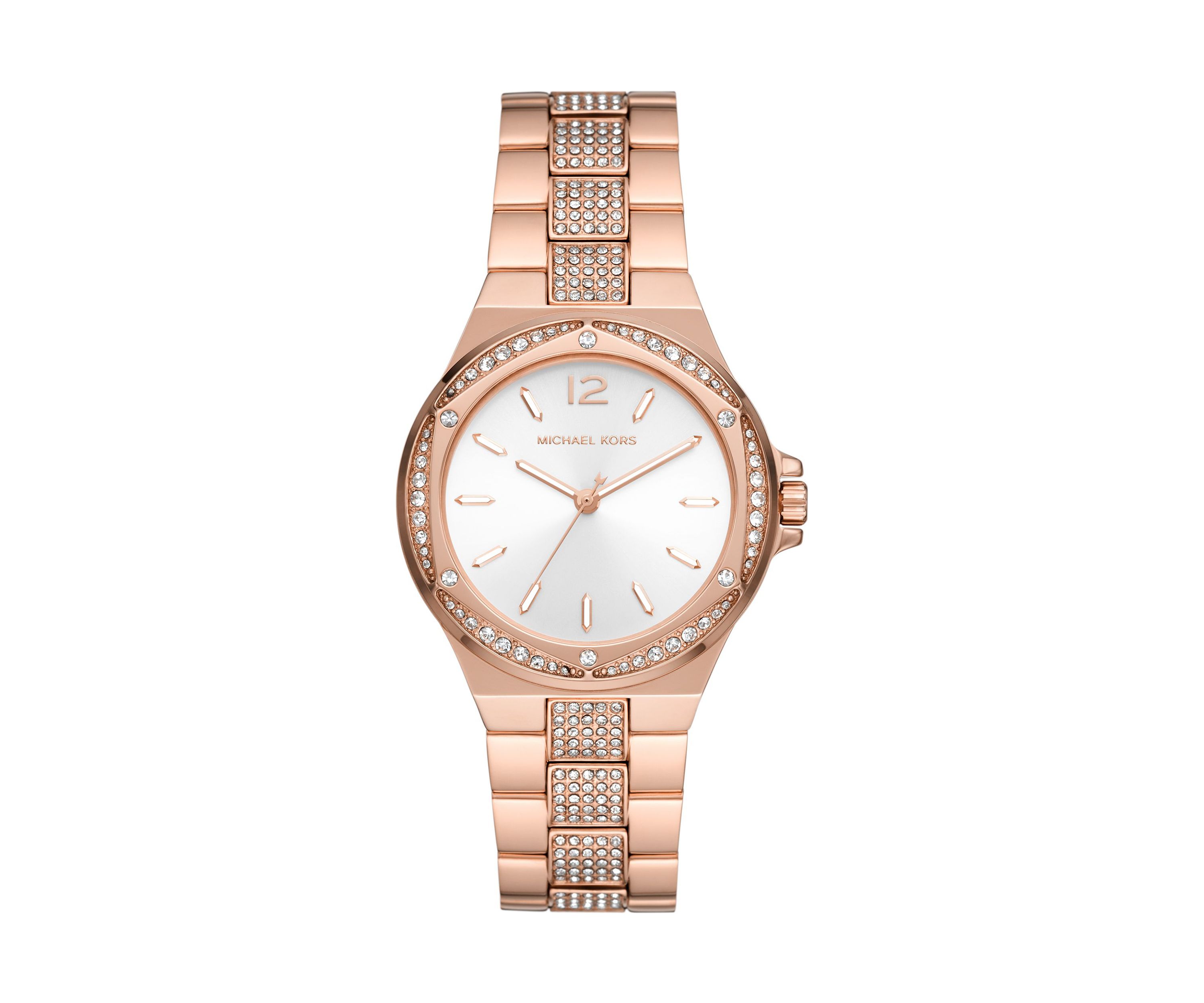 Womens Rose Gold Crystal Embellished Watch