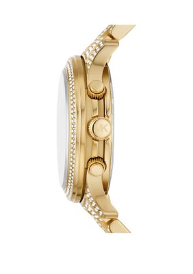 Gold Tone Crystal Bracelet Watch  
