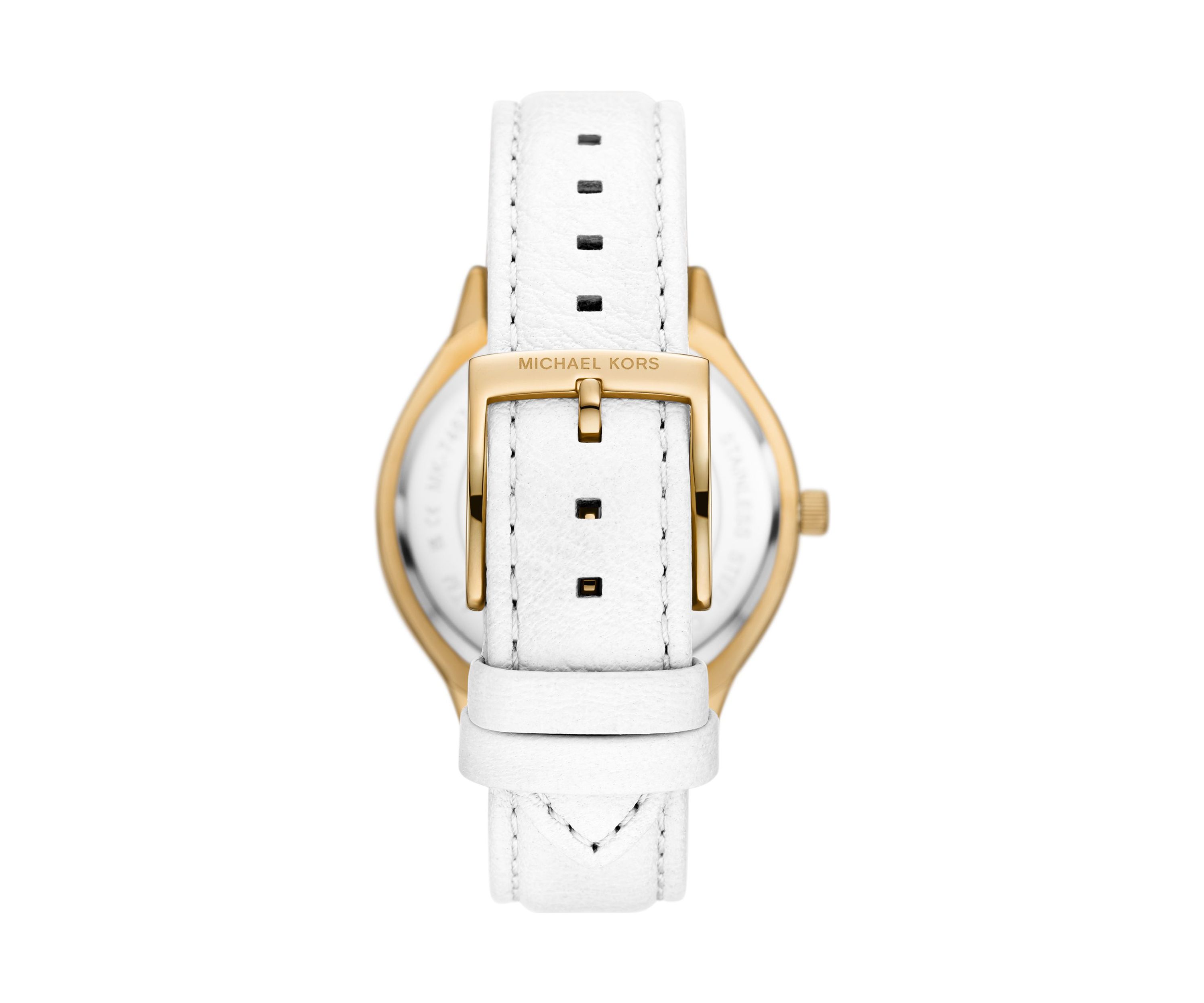 Slim Runway Leather Strap Gold Face Watch