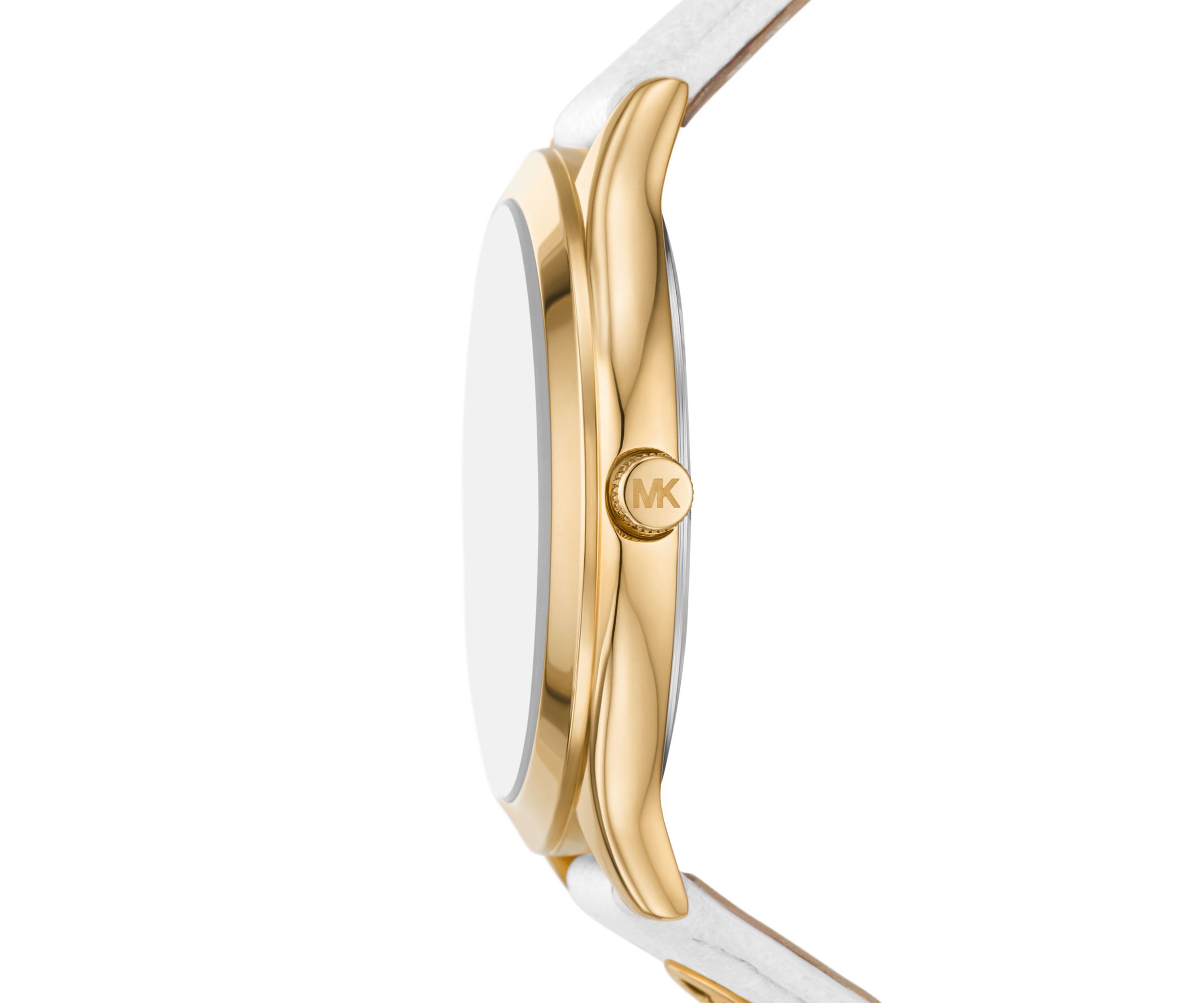 Slim Runway Leather Strap Gold Face Watch
