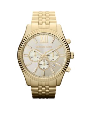 Michael Kors Men's Gold-Tone Stainless Steel Lexington Chronograph Watch -  0691464950507