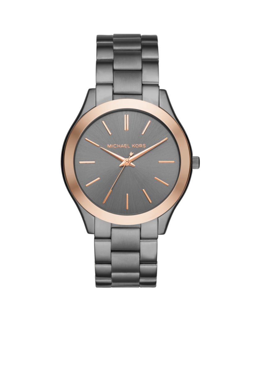 Womens Two-Tone Slim Runway Gunmetal Watch