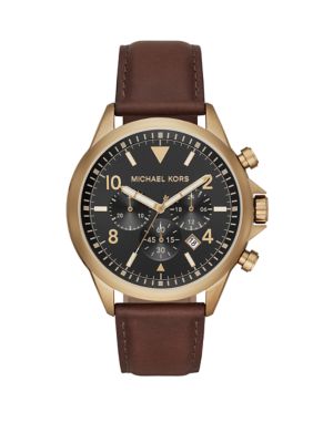 Michael Kors Men's Gage Chronograph Chocolate Leather Watch | belk