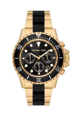 Michael Kors Men's Two Tone Everest Chronograph Stainless Steel and Silicone Watch -  0796483577091