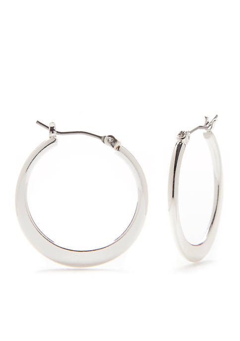 Silver-Tone Small Flat Hoop Earrings