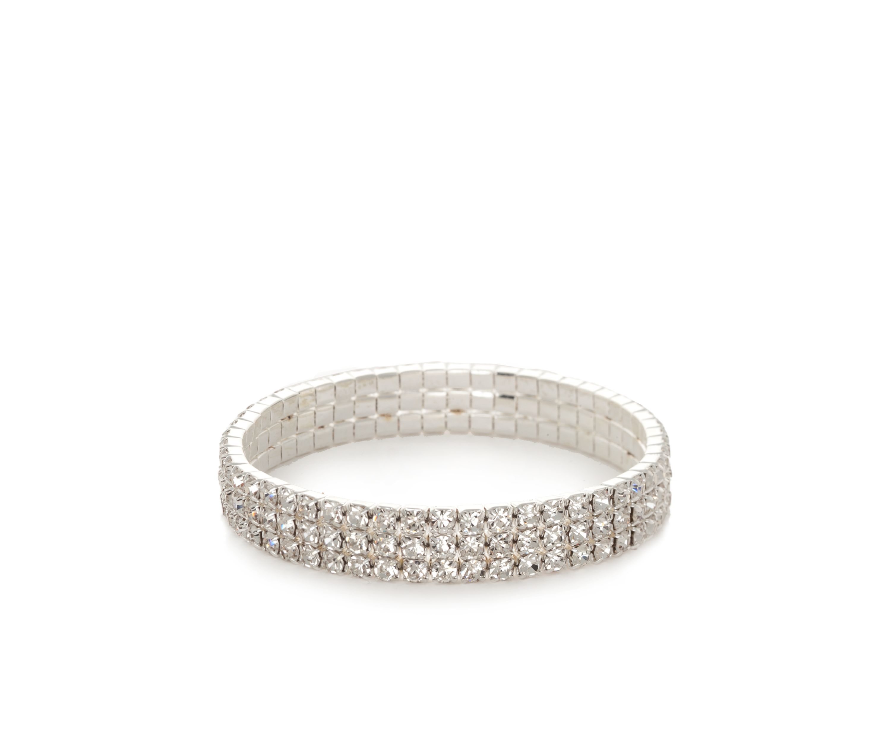 Silver Tone Crystal Stretch Bracelet