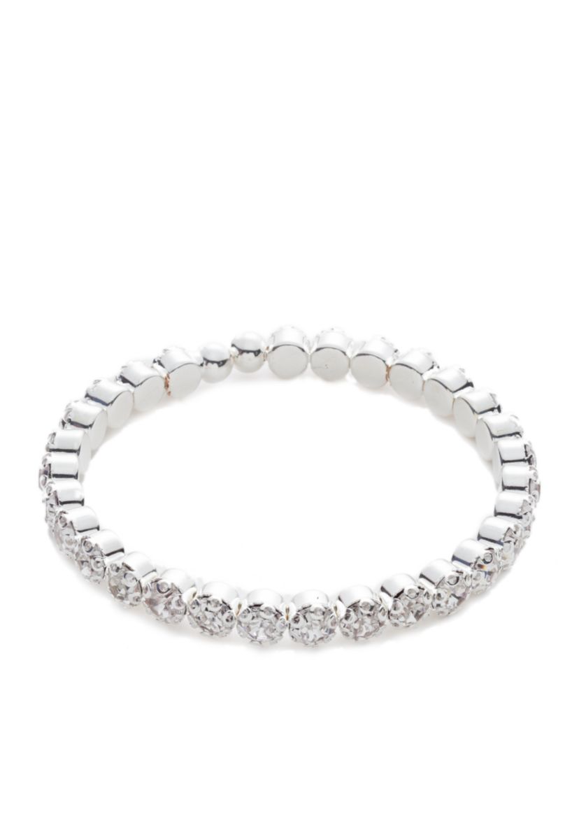 Silver-Tone Crystal Cuff Bracelet