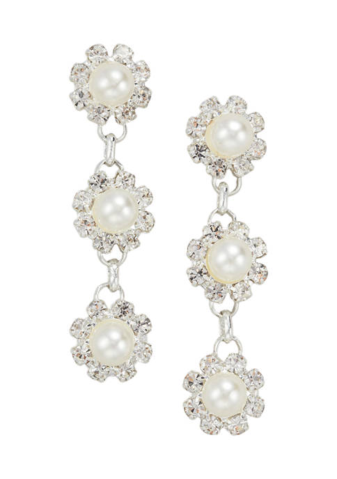Belk Crystal and Pearl Drop Earrings