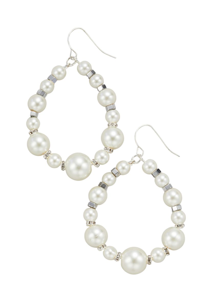 Pearl Open Teardrop Earrings 