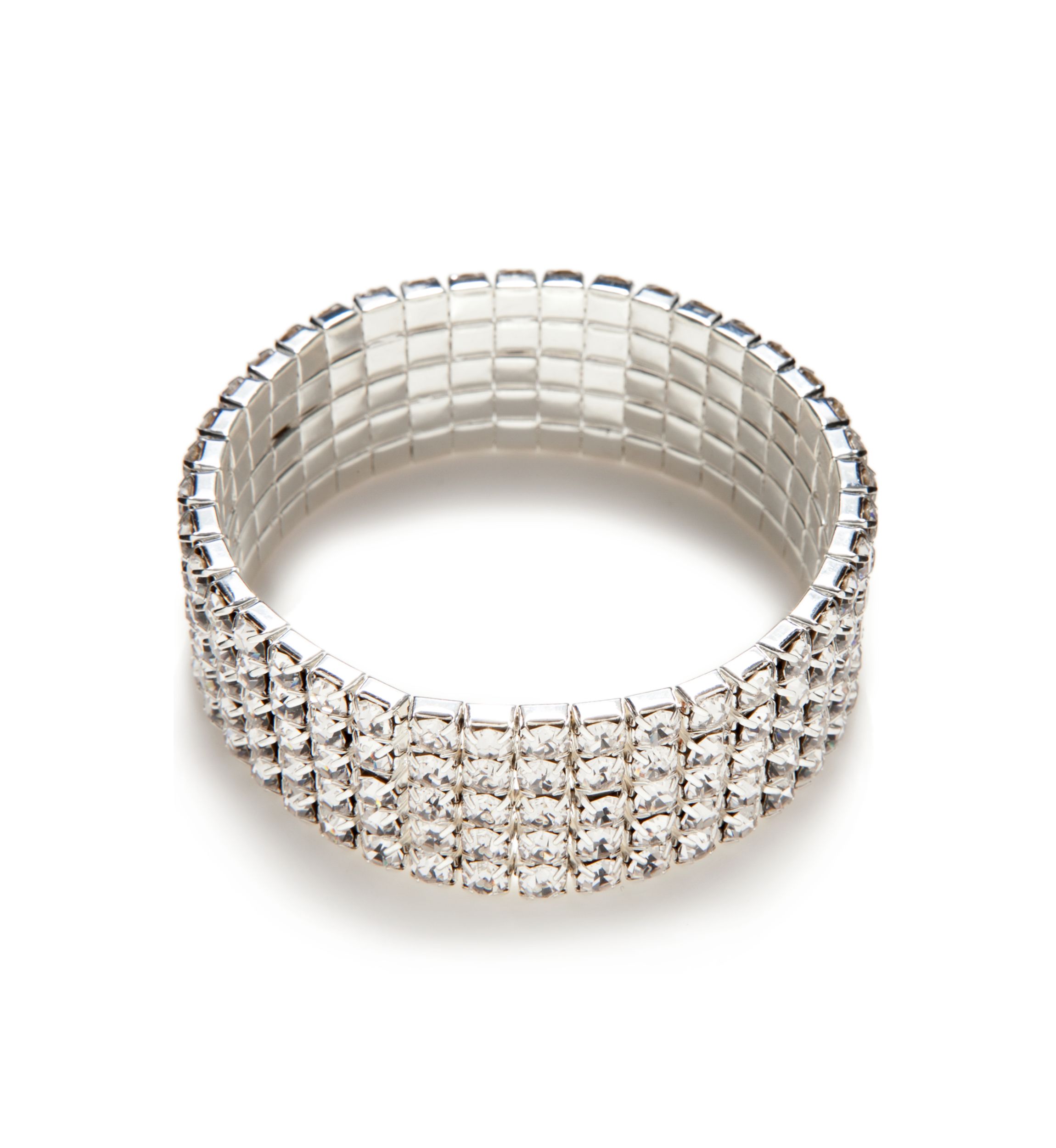 Silver-Tone Crystal Stone Stretch Bracelet