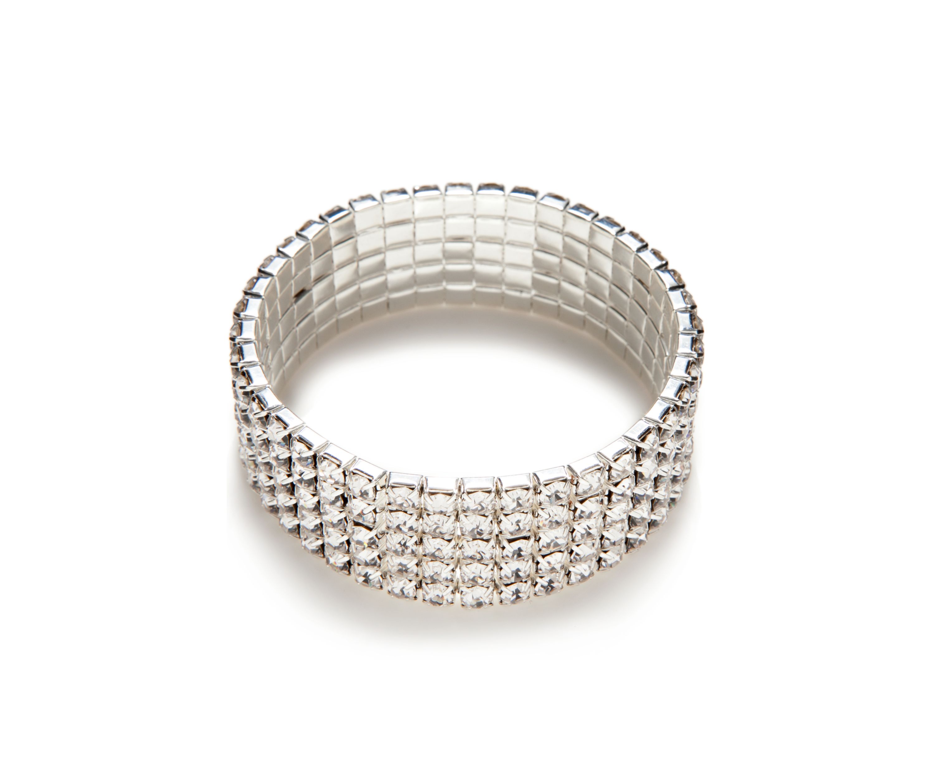 Silver-Tone Crystal Stone Stretch Bracelet