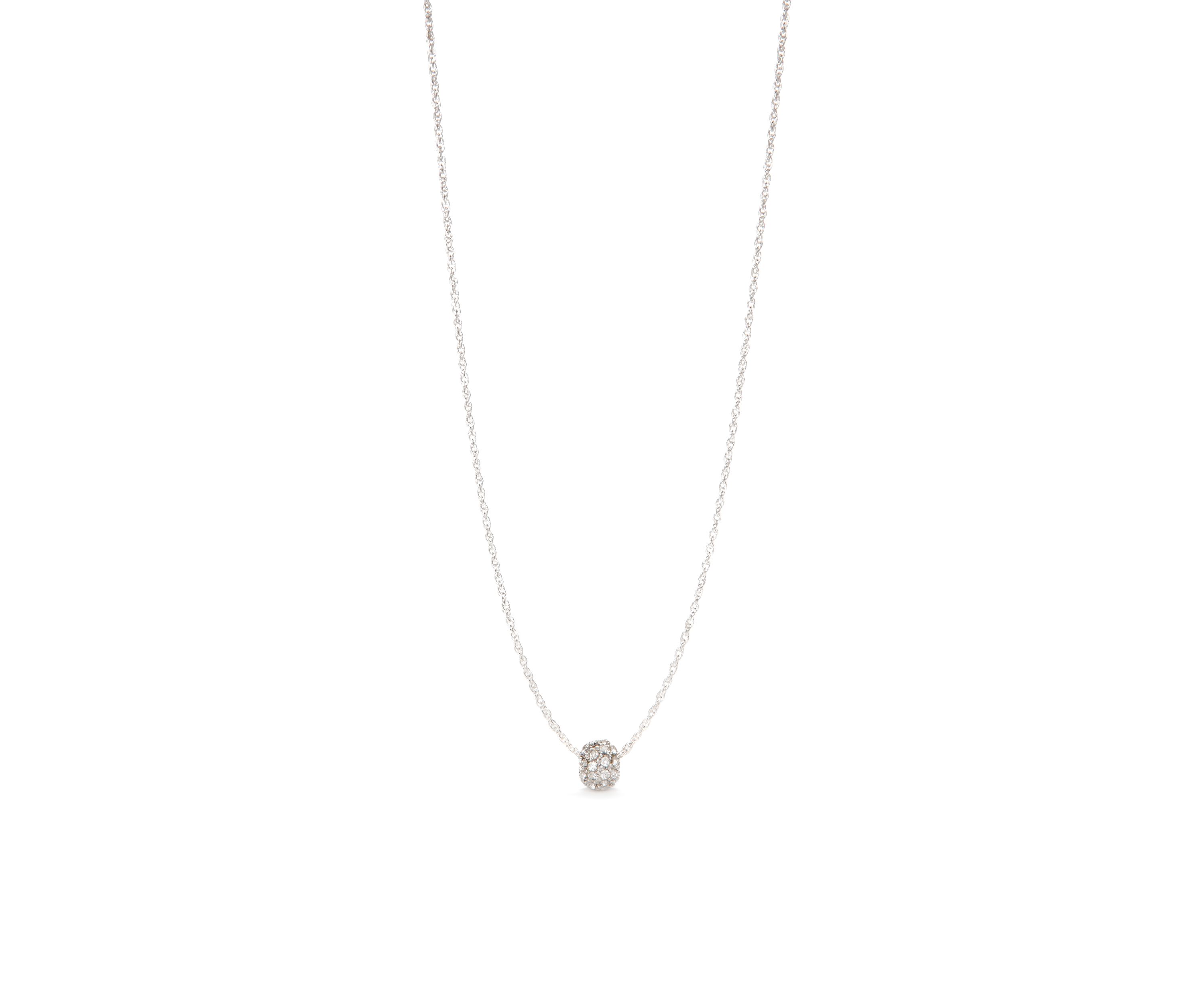 Silver-Tone Crystal Single Ball Drop Necklace
